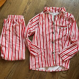 Red and White Striped Kids Pajamas Xmas